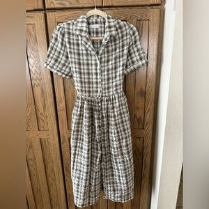 OAK + FORT Plaid Button-Up Dress